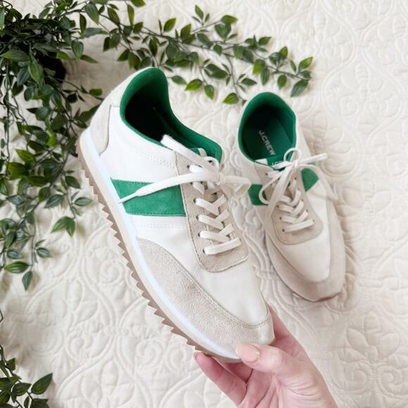 J. Crew Trainer Sneakers in Colorblock Mountain White Kelly Sz 8.5 - Picture 1 of 10